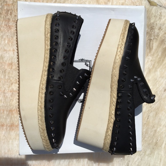 Studded Black Platform Slip-On Shoes - Picture 3 of 4